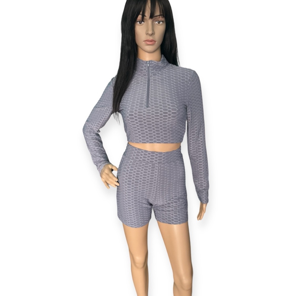 🩶 Women's HoneyCombs Shorts SetW/
Long Sleeves Top 🩶